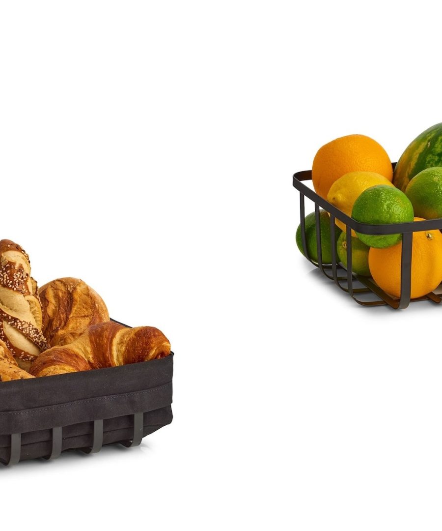 Brotkorb mit Stoffbeutel - schwarz