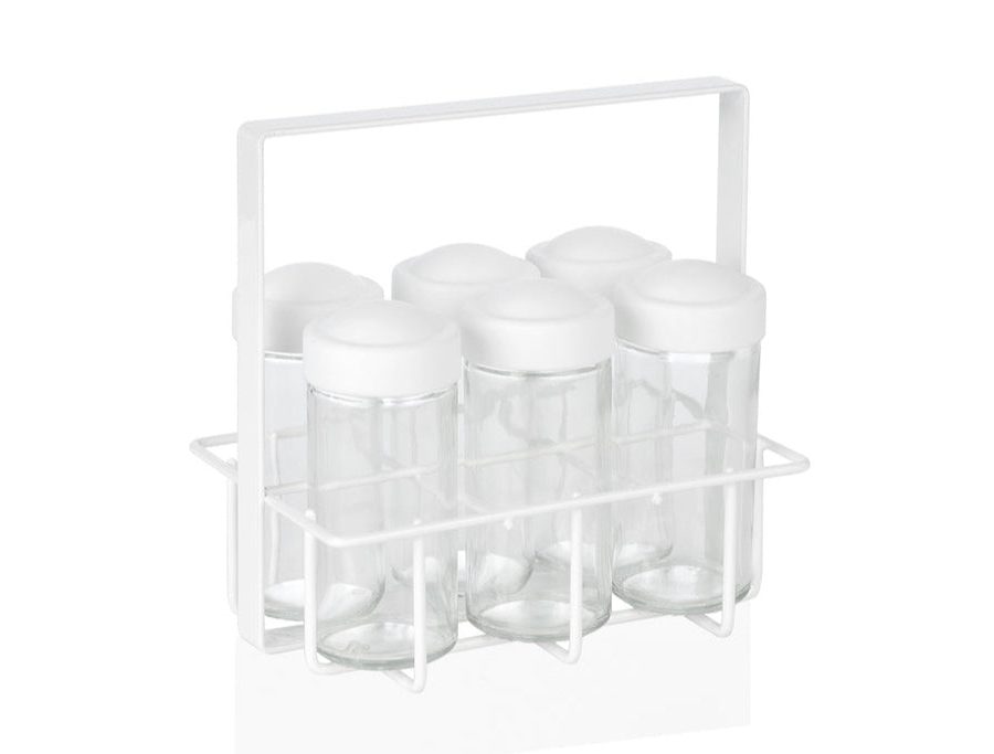 Metallkorb mit Gewürzgläsern WHITE