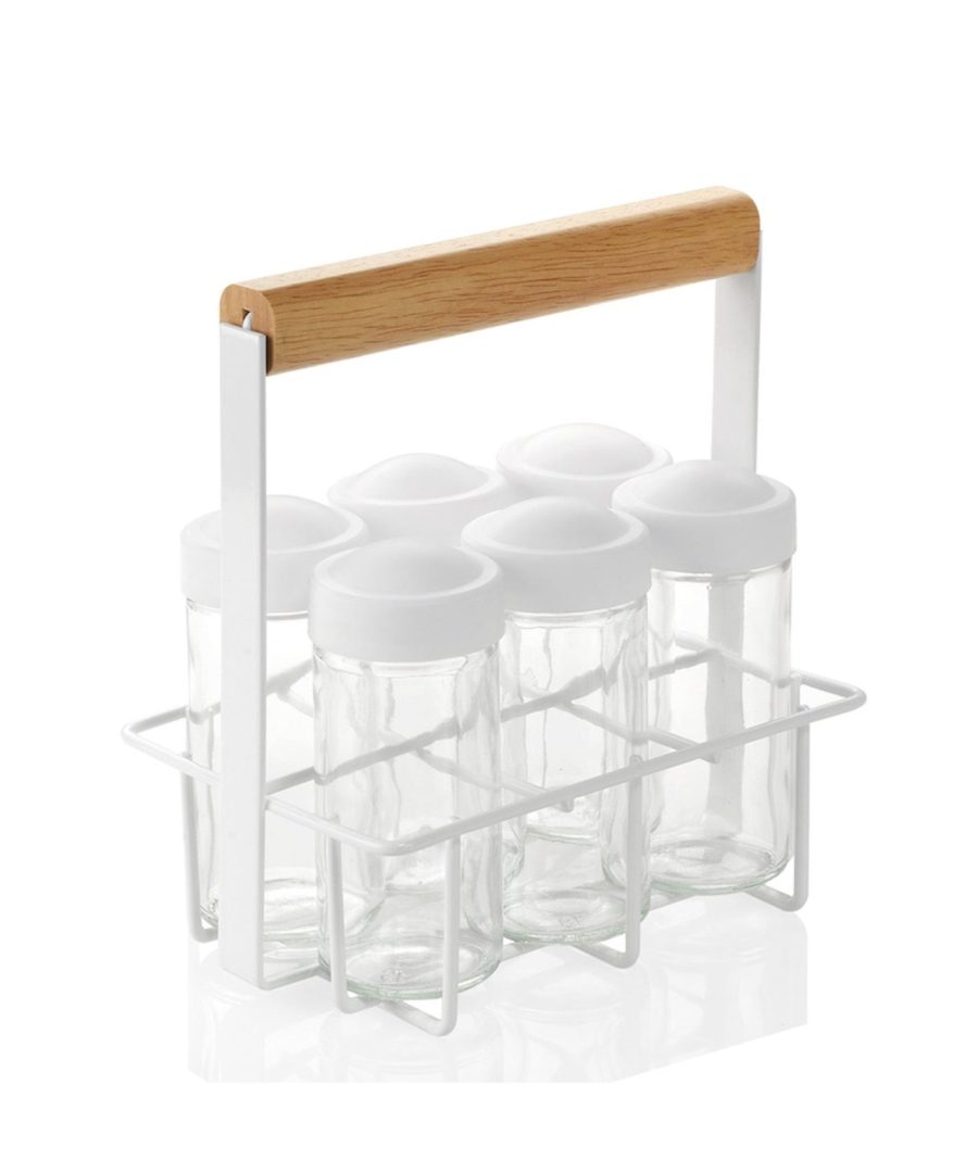 Metallkorb mit Gewürzgläsern WOOD