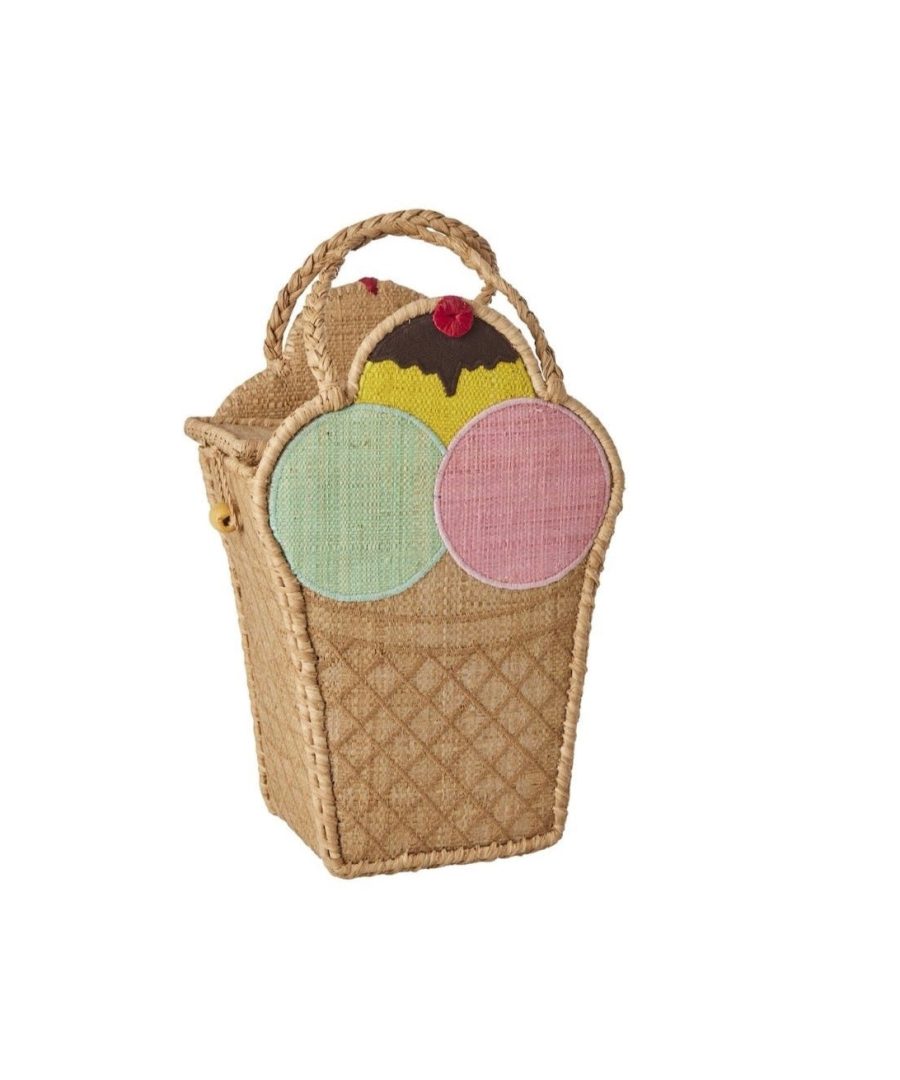 Kleine Raffia Tasche - 'Ice Cream' Theme