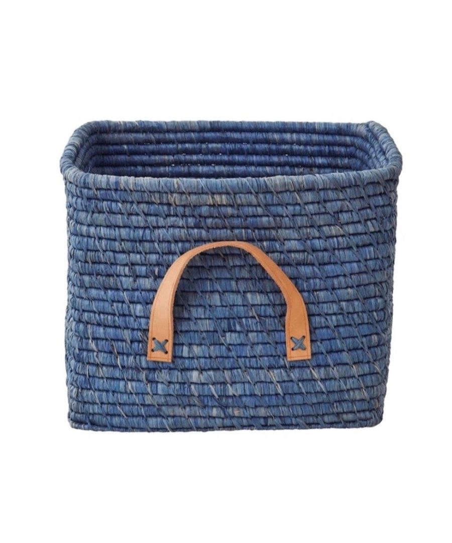 Raffia Aufbewahrungskorb Blau